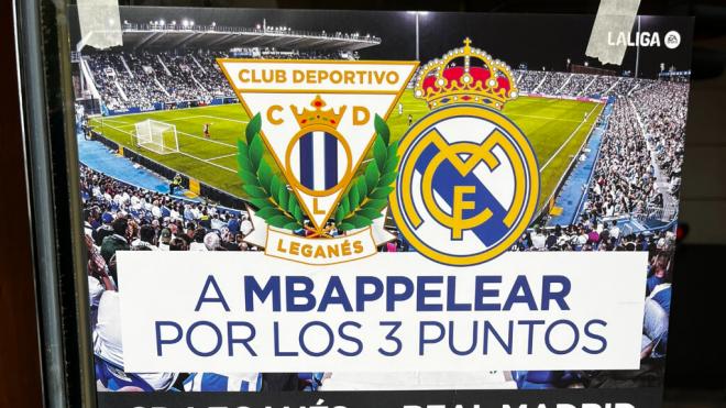 El cartel urbano del Leganés por el partido ante el Real Madrid (Redes Sociales)