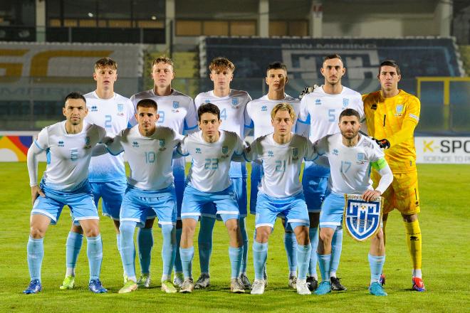 El once de San Marino ante Gibraltar (Foto: SCGC).