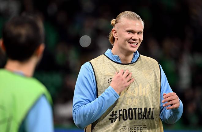 Erling Haaland, antes de un partido del Manchester City (Foto: Cordon Press).