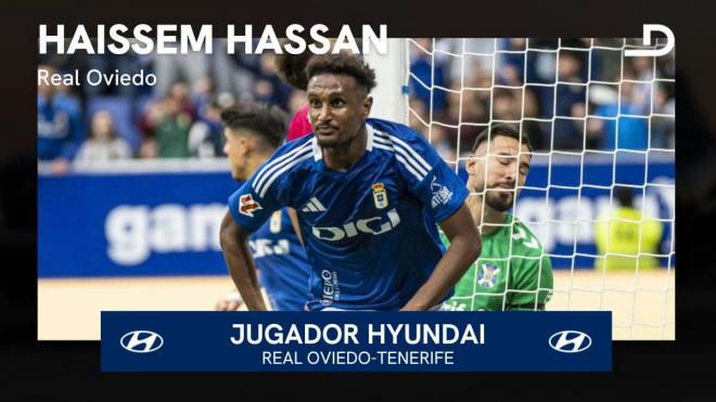 Haissem Hassan, Jugador Hyundai del Real Oviedo-Tenerife.