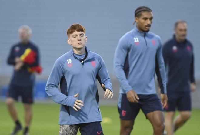 Valentín Barco, en el entrenamiento de este lunes (Foto: Kiko Hurtado).