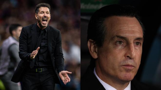 Simeone y Unai Emery durante sendos partidos (Montaje: Cordon Press)