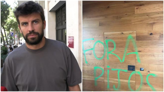 Gerard Piqué y la pintada en la puerta de su casa (Europa Press/ X: @Arran_jovent)