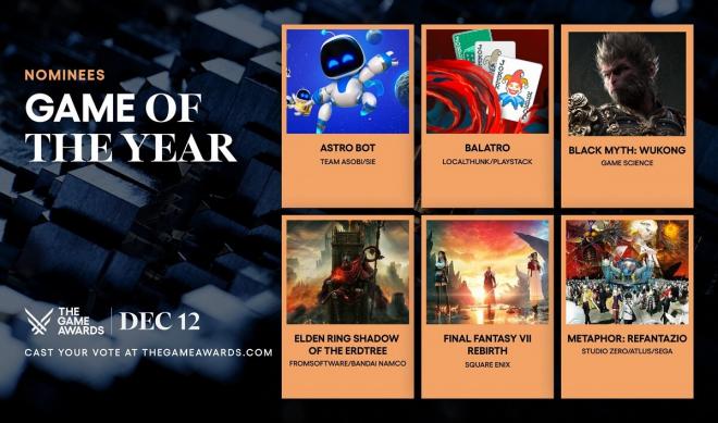 Los seis nominados al mejor juego del año (GOTY) en The Game Awards 2024.