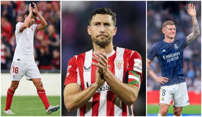 Jesús Navas, Óscar de Marcos y Toni Kroos. (Fotos: Athletic Club y Real Madrid)