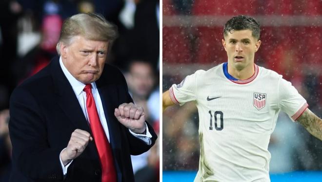 A la izquierda, Donald Trump bailando; a la derecha, Christian Pulisic con EEUU.