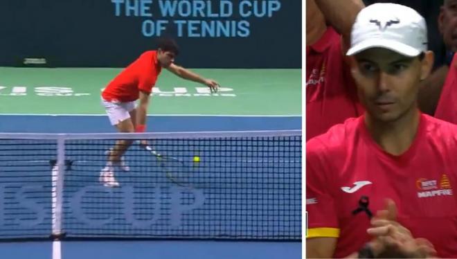 Hasta Nadal se pone en pie con Alcaraz: un stop volley para guardar en video.