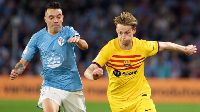 Iago Aspas y Frenkie de Jong, en la temporada 2023/2024 (Cordon Press)