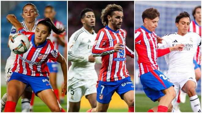 Fotomontaje de los derbis entre Real Madrid y Atlético (Cordon Press, Atlético Femenino y Atleti