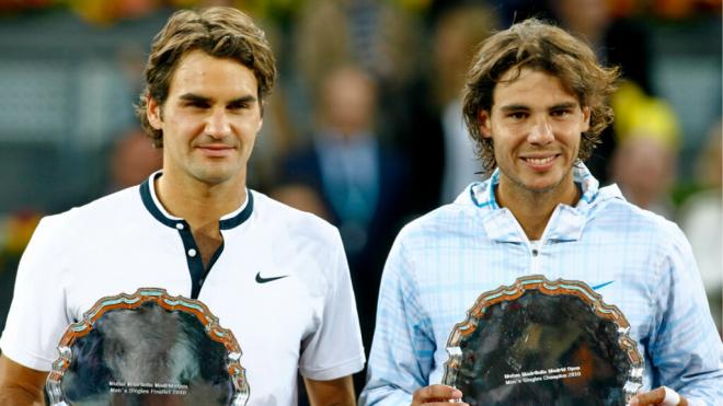 Roger Federer y Rafa Nadal en un partido del Mutua Madrid Open (Cordon Press)