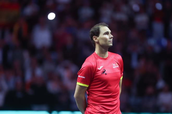 Rafa Nadal, en el homenaje de despedida en el Martín Carpena (FOTO: Cordón PrESs).