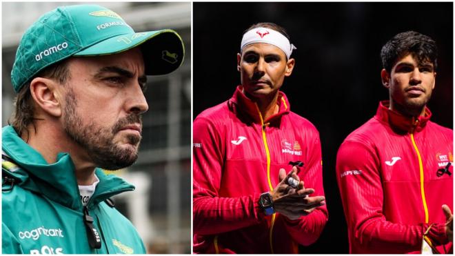 Fernando Alonso, Rafa Nadal y Carlos Alcaraz (Fotos: Europa Press)