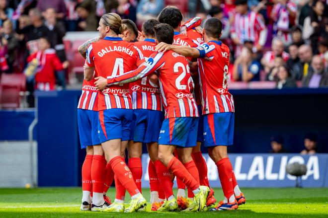 Los jugadores del Atlético celebrando un gol (Fuente: Cordon Press)