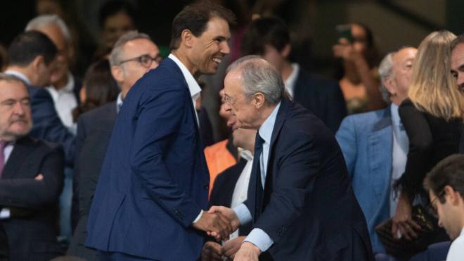 Rafa Nadal y Florentino Pérez en el Santiago Bernabéu (Foto: Cordon Press)