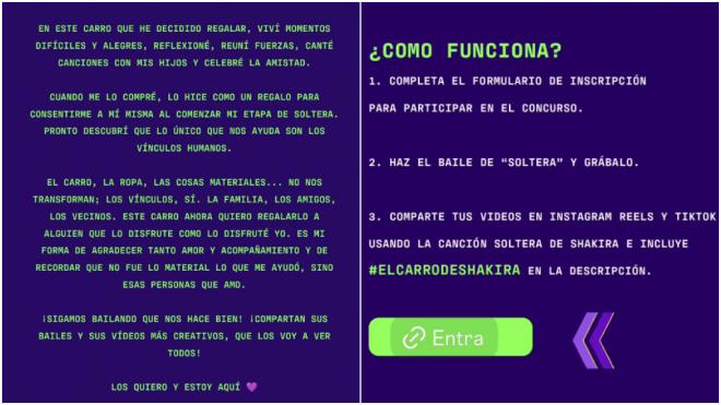 Los requisitos del sorteo de Shakira (Instagram: @shakira)