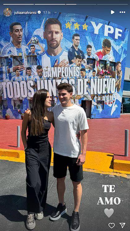 Julián Álvarez junto a su novia en Argentina (redes sociales)