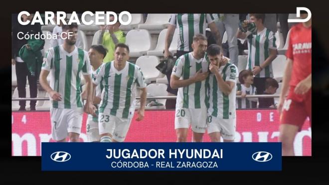 Cristian Carracedo, Jugador Hyundai del Córdoba CF - Real Zaragoza.