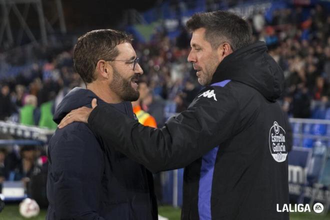 Pezzolano y Bordalás antes del partido.