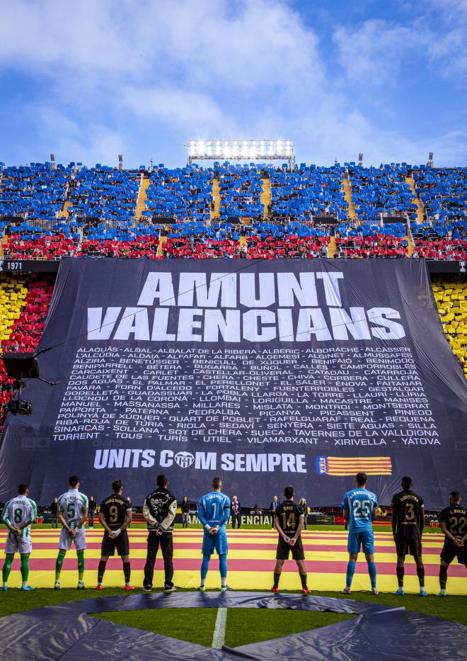 Tifo y Senyera en Mestalla