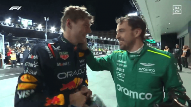 Max Verstappen y Fernando Alonso (DAZN)