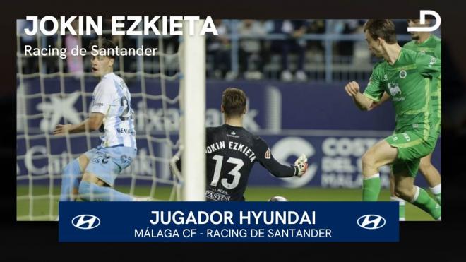 Jokin Ezkieta, el mejor del Racing en La Rosaleda.