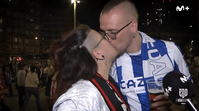 Ander y Naroa se dan un beso en la previa del derbi vasco (El Día Después).