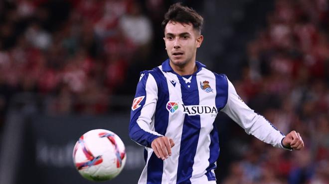 Martín Zubimendi, en el derbi contra el Athletic Club ('X' Real Sociedad)