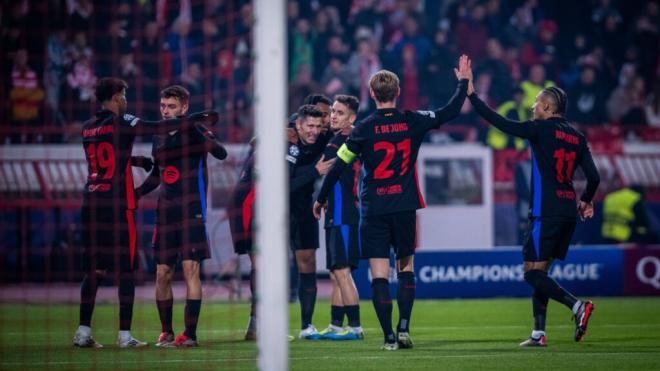 El Barça celebra un gol frente al Young Boys (Cordon Press)