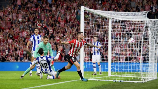 Gol de Oihan Sancet en el derbi ante la Real en San Mamés (Foto: Athletic Club).