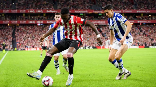 Iñaki Williams, en acción en el derbi vencido ante la Real Sociedad en San Mamés (Foto: Athletic Club).