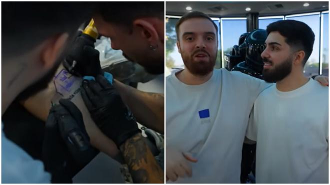 Ibai Llanos con Gana, el tatuador de los famosos (Captura de YouTube)