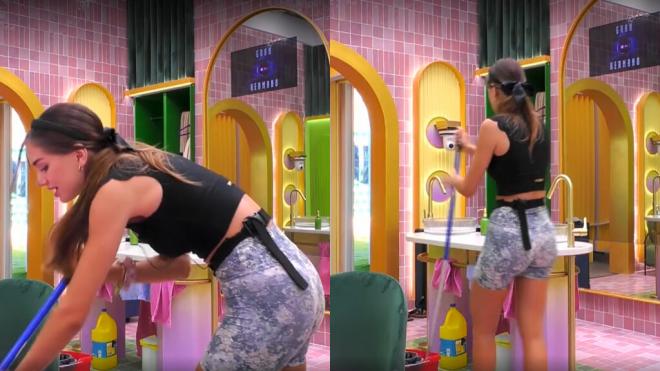 Maica, concursante de GH, limpiando el baño con lejía (Foto: Telecinco)