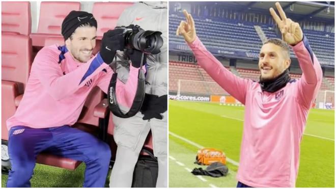 Rodrigo de Paul haciendo fotos a sus compañeros (X @atleti)