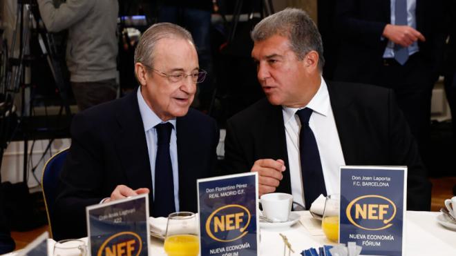 Joan Laporta y Florentino Pérez en un acto (Europa Press)