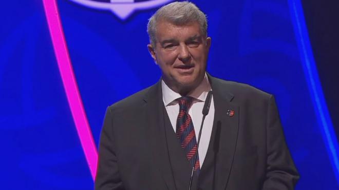 Joan Laporta durante su discurso en la gala del 125 aniversario (Barça ONE)