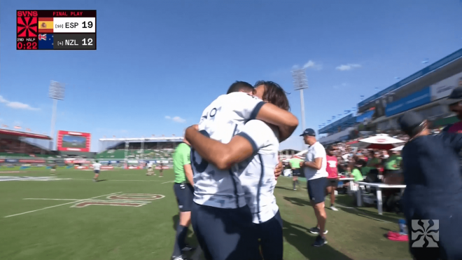 Los jugadores de España celebran el triunfo ante Gran Bretaña.