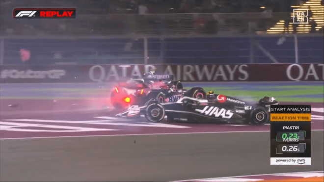 Accidente entre Colapinto, Ocon y Hulkenberg.