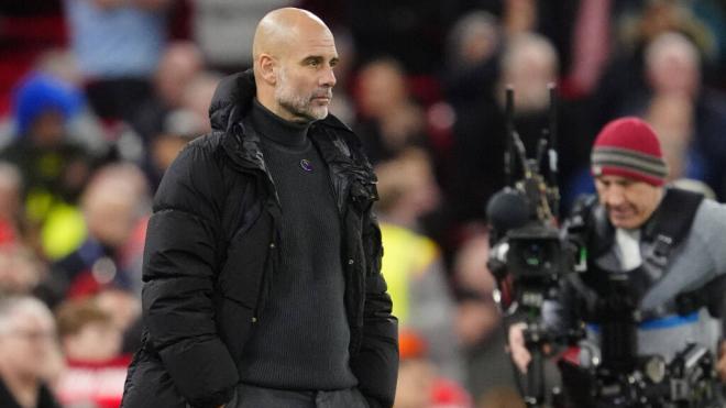 Pep Guardiola, en el Liverpool-Manchester City (FOTO: Cordón Press).