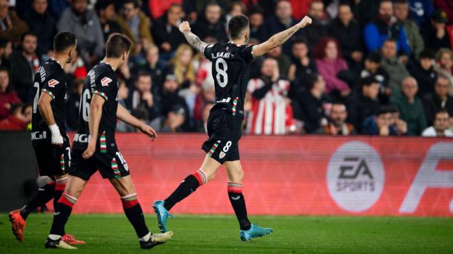 Oihan Sancet festeja su doblete ante el Rayo en Vallecas (Foto: Athletic Club).