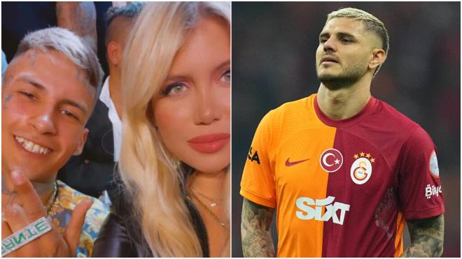 Wanda Nara junto a L-Gante y Mauro Icaardi en un partido con el Galatasaray (Instagram: @lgante_kel