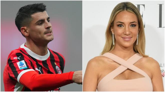 Alice Campello en un evento y Álvaro Morata en un partido con el Milan (Europa Press)