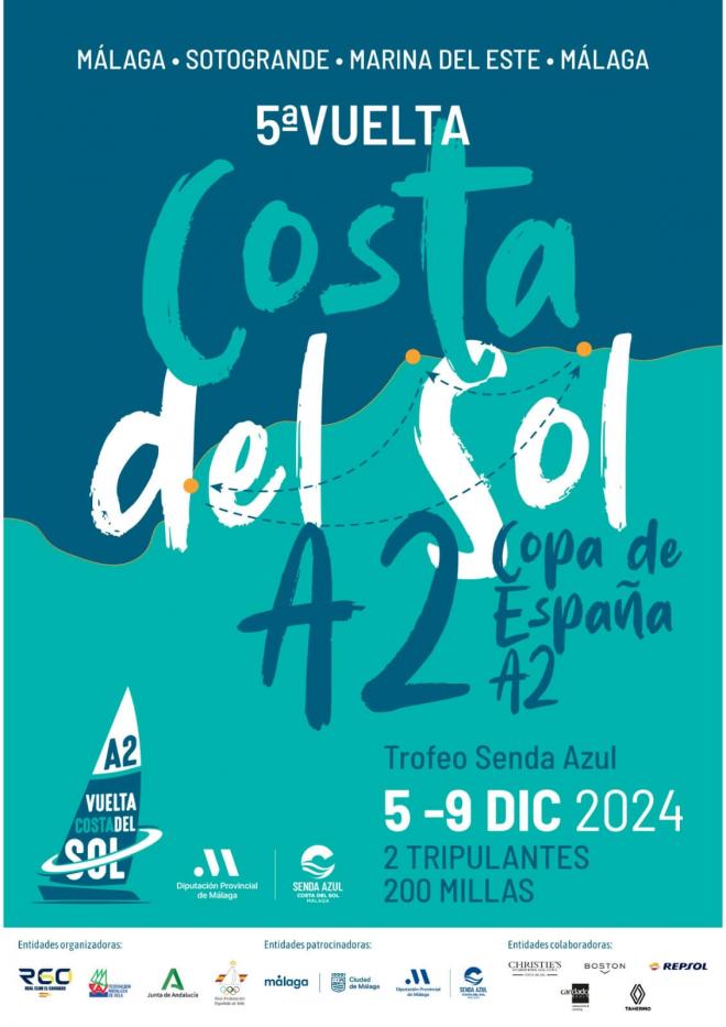 Cartel de la 5ª Regata Vuelta Costa del Sol A Dos, Trofeo Senda Azul.