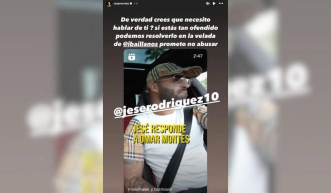 El desafío de Omar Montes a Jesé Rodríguez (Captura de Instagram)