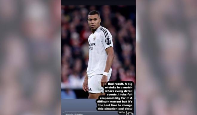 El mensaje de Kylian Mbappé tras la derrota en San Mamés (Foto: Instagram)