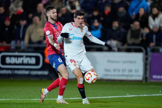 Juanlu Sánchez, en el partido de Copa contra el Olot (Foto: EFE).