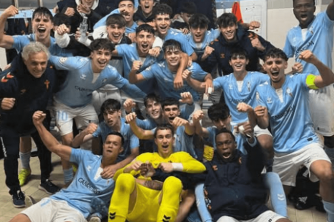 El Celta Juvenil celebra la victoria en el derbi ante el Deportivo (Foto: RC Celta).