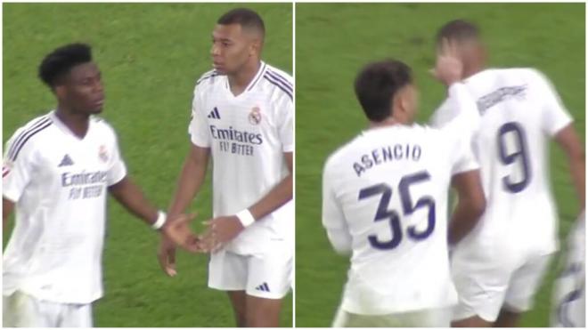 Tchouameni y Asencio dando ánimos a Kylian Mbappé (ElDesmarque)