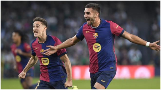 Ferran Torres celebrando su gol frente al Betis. (Fuente: Kiko Hurtado)