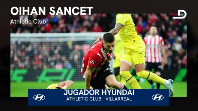 Oihan Sancet es el Jugador Hyundai del Athletic-Villarreal de San Mamés (Foto: El Desmarque)