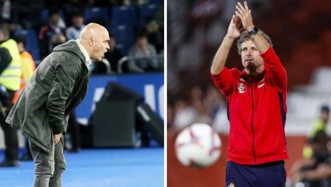 Óscar Gilsanz e Imanol Idiakez, como entrenadores del Deportivo (Fotos: LALIGA).